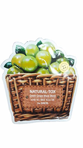 2 Mask Sheets of The SAEM Natural - tox Green Grape Mask Sheet (Vitalizing & Purifying). (0.7 fl.oz./ sheet.)