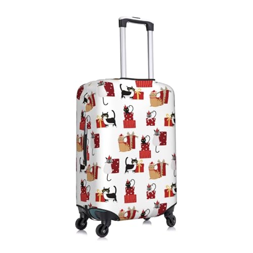 Cute Cat And Christmas Gift Luggage Cover Protector Anti-Scratch Washable Fits 18-32 Inch Luggage-Small3