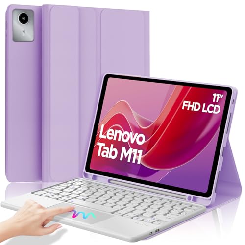 Funda con teclado Lenovo Tab M11 IVEOPPE y trackpad en español color morado claro