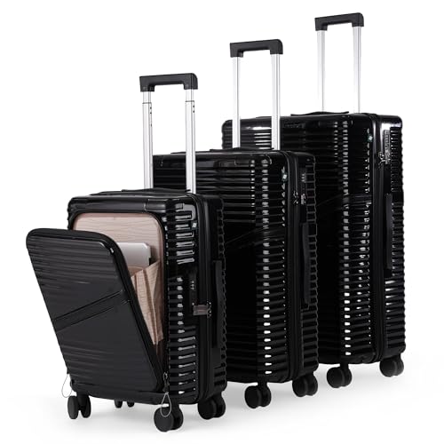 Image of Assembly Oblique Pro Trolley Bag Set of 3 20, 24, 28 Inch Hard Shell Polycarbonate Luggage Set with Laptop Compartment TSA Lock 8 Spinner