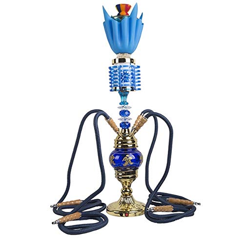 Rteanb Pipa de Agua florero de Cristal con 4 Manguera Big Smoke y Colores de luz LED Shisha Conjunto Vaso Bong Cristal El Hielo de Agua Bubblers for una Mejor Shisha Cachimba Que Fuma Disfrute