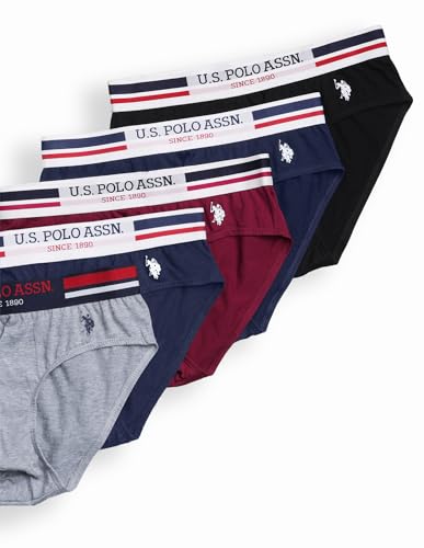 Image of U.S. Polo ASSN. Men's I006 Elasticized Waist Pure Cotton Underwear Briefs - Pack of 5