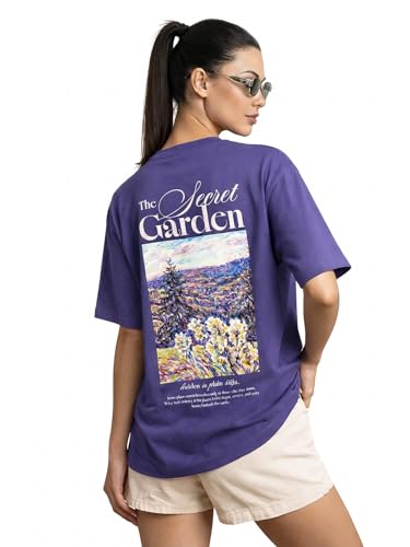 Image of JUNEBERRY Women's Oversized Graphic T-Shirt Retro Floral & Vintage Aesthetic Print, Loose Fit Casual Streetwear Tee, Trendy Baggy Style, (Sizes S-2XL)