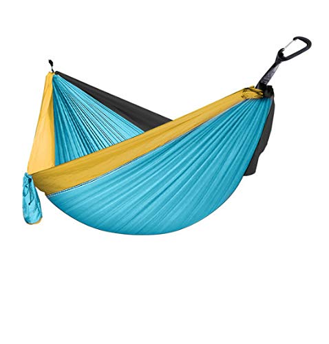 300 S 200 Cm Hamaca Paracaídas De Camping Portátil Muebles De Jardín Al Aire Libre Ocio Dormir Hamaca Doble (Azul Claro Naranja)