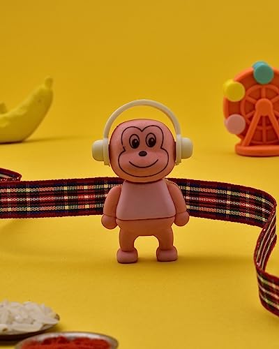 Image of HYPERFOODS Rakhi For Kids With Gift Kids Rakhi With Chocolates Rakhi With Chocolates Gift Pack Rakhi For Kids Boy Rakhi For Brother Rakhi Hamper Chocolates Gift Pack Pink Monkey Rakhi For Kids,400 G