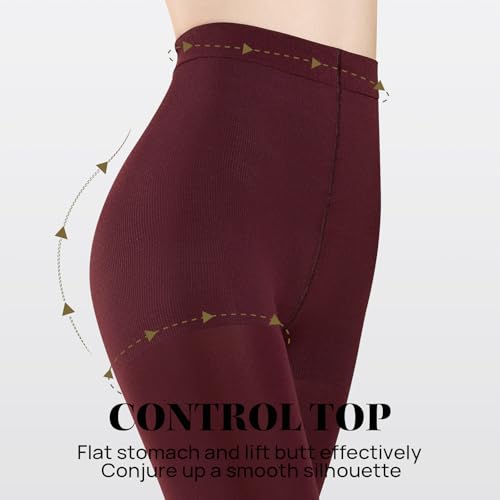 Image of MANZI Women's 2-6 Pairs Opaque Control Top Tights Comfort Stretch Pantyhose