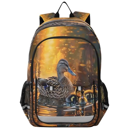 ALAZA School backpacks for girls boys Mallard Ducks Swimming Backpack Students Bookbag for school bag Womens Casual Daypack College Bookbag