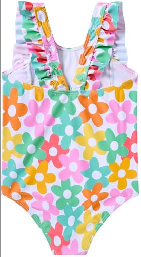 Image of RAISEVERN Baby Girls Swimsuit Ruffles Bathing Suits Cute Beach Sport Swimming Backless Summer One Piece Swimwear 2-7 Years