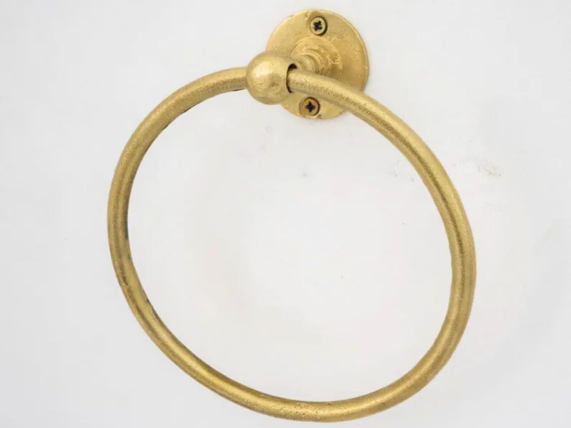 Solid Brass Towel Ring, Unlacquered Brass Towel Holder, Wall Mounted Hand Towel Holder, Bathroom Accessories