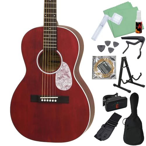 ARIA ARIA-131M UP STRD アコースティックギター初心者セット12点セット サテンレッド 艶消し パーラーサイズ アリア