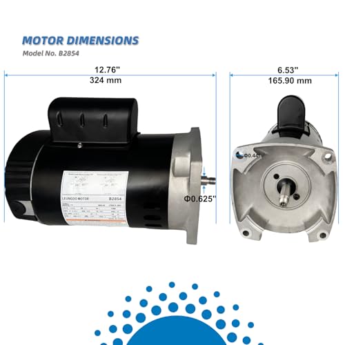 B2854 1-1/2HP, Replaces Century/AO Smith Pool Pump Motors,1.5HP,115/230V, 3450 RPM, 8.0/16.0Amps, 56Y Frame 1.1Service Factor,PSC,F56AA40A01,Include Replace Parts, Square Flange ODP Enclosure Leungoo