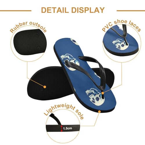 Skull Blue Flip Flop Beach Summer Casual Sandal for Women & Men Shower Shoes 23017442