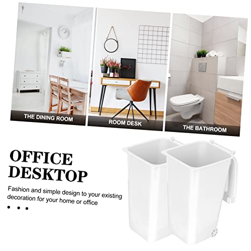 Caneca de basura compacta de escritorio plástico blanco 4pcs miniatura 5
