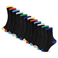 6/12 Pairs Boys Socks | Silky Soft Crew Socks Kids with Colour Heels & Toes | Perfect for Indoor Outdoor Sports, Athletic, School, PE Wear, Everyday Casual | Durable & Quick Drying | Sizes 3-14 Years