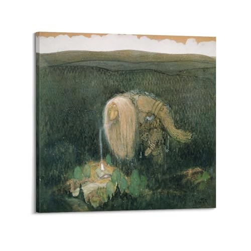 Toile John Bauer Un troll de la forêt résout vos murs vides, décoration murale d'intérieur 50x50