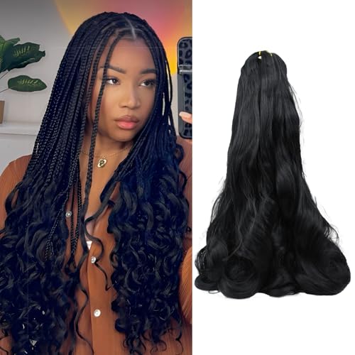 French Curly Braiding Hair 18 Inch 8 Packs 1B Curly
