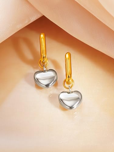 Image of 18K Gold Plated Heart Earrings for Women & Girls | Heart Hoops, Studs & Huggies | Waterproof and Anti Tarnish Jewellery | Valentines Gift for Girlfriend | Gifts for Women | 1 Year Warranty*