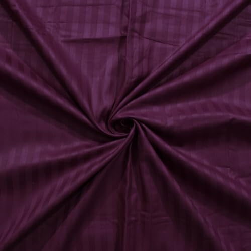 Image of Super Soft 100% Egyptian Cotton Satin Stripe Single Bedsheet with 1 Pillow Cover - Wine