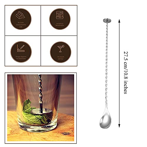 3 Stück Lang Cocktail Löffel Edelstahl poliert Löffel Cocktail Löffel Barkeeper Löffel Professionelle Barlöffel Barware… - Image 3