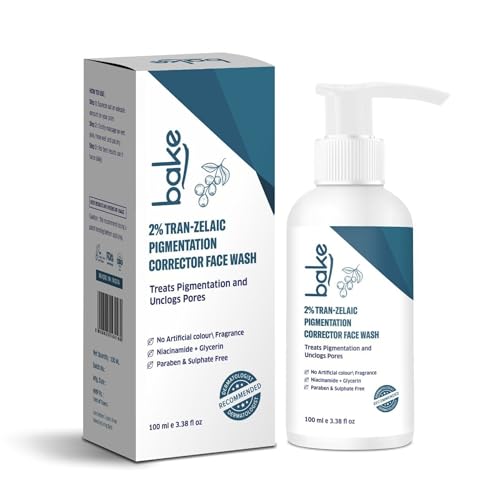 Image of BAKE 2% Tran-Zelaic Pigmentation Corrector Milky Face Wash | For Pigmentation, Dark Spots & Tan Removal | Unclogs Pores | All Skin Types | Removes Blackheads & Whiteheads - 100ml