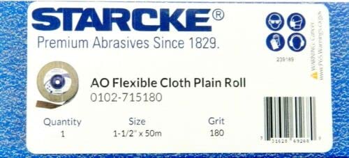 Premium Shop Roll 1-1/2" x 55 Yards Aluminum Oxide Handy Rolls 180 Grit Made in Germany
