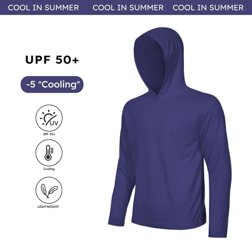 Image of 5 Pack Men's UPF 50+ Sun Protection Hoodie Shirts Long Sleeve Shirts Quick Dry Lightweight for Running Workout Hiking Fishing