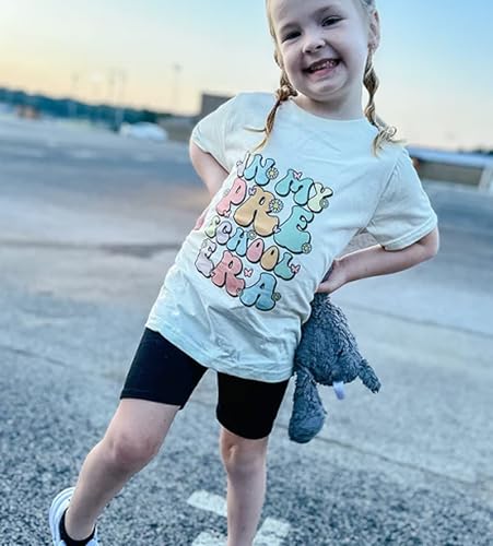 First Day of Preschool Shirt Kids Girls Back to School T-Shirt Letter Print in My Preschool Era Short Short Tops Tee2
