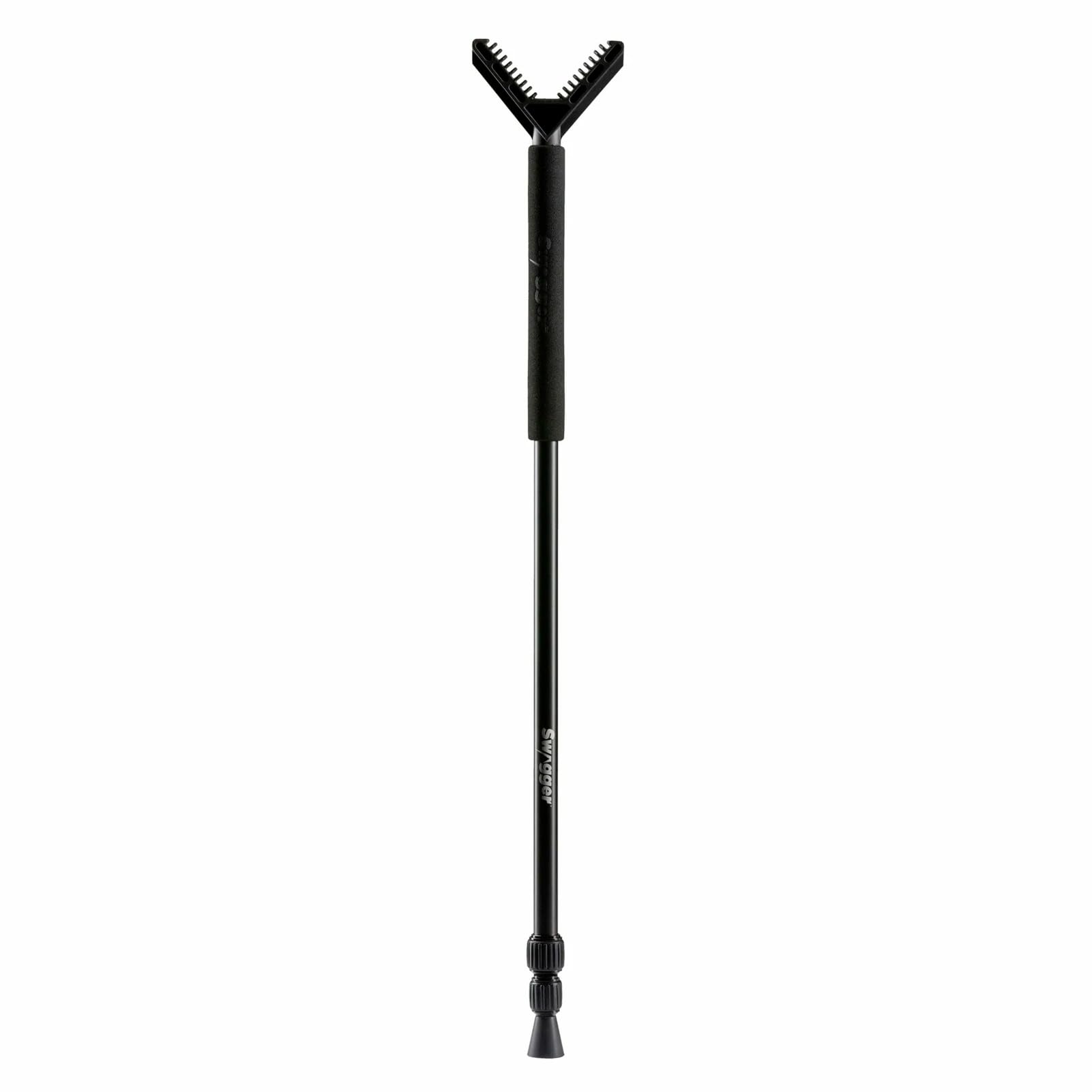 SWAGGER Shooting Stick - Lightweight Compact Portable Stable Versatile 24" to 61" Adjustable Hunting Monopod Gun Rest - Great for Sitting, Kneeling, Standing in Ground Blinds - Black