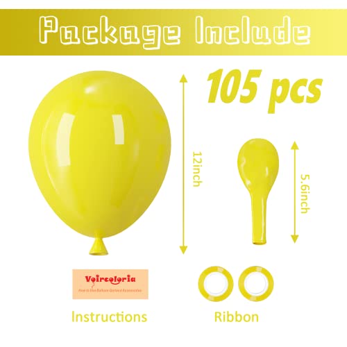 Image of Voircoloria 105pcs Yellow Balloons 12inch Party Latex Balloons for Boys Girls Birthday Baby Shower Gender Reveal Wedding Sunflower Party Decorations