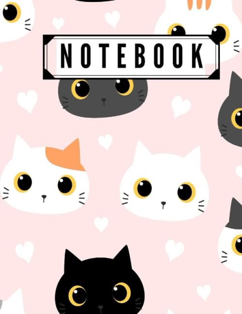 Notebook: Cute Kawaii Cats College Ruled Lined Pages (Composition Book, Journal) (8.5 x 11 Large) (100 Pages)