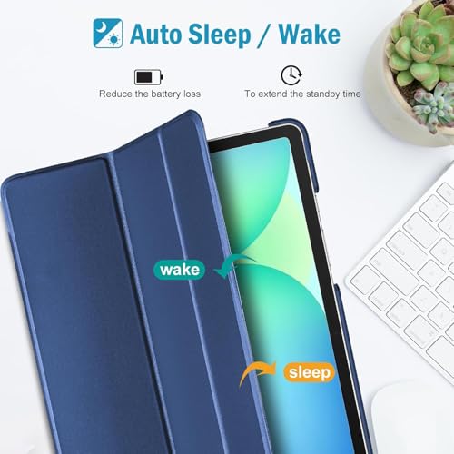 Image of TechTrendz Smart Flip Case for Galaxy Tab S10 Lite /S10 FE /S9 FE 10.9 Inch with S Pen Holder,Slim Trifold Stand Folio Hard Back Shell Protective Cover for Galaxy Tab S10 Lite /S10 FE /S9 FE (Navy Blue)