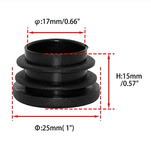 Image of Flyshop 8 Pack Black Plastic Hole Plug Round Tubing End Cap Chair Glide Inserts 25 mm, 1 inch
