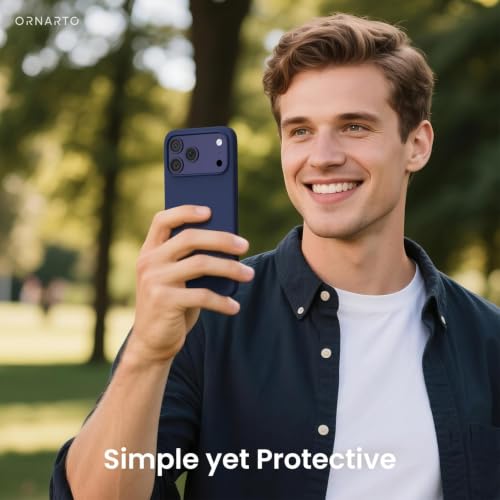 Image of ORNARTO Compatible with iPhone 17 Pro Max Case 6.9 inch, Slim Liquid Silicone 3 Layers Soft Gel Rubber Shockproof Protective Cover with Anti-Scratch Microfiber Lining-Navy Blue