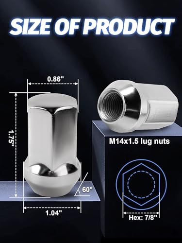 Image of 32pcs M14x1.5 Lug Nuts Part No 611-236 | Fit Silverado Sierra 2500 3500 2008-2024, Ram 2500 3500 2012-2024, Chrome Wheel Lug Nuts
