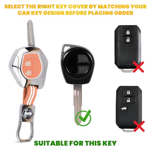 Image of Metal Key Cover Compitable for Suzuki Swift | Ertiga | Wagonr | Celerio | Swift Dzire | Alto | Fronx | Breza | S Presso | Ignis 2 Button Remote Key (Brown)
