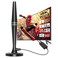 Indoor TV Aerial, Long Range Digital TV Aerial for Smart & Older TVs with Signal Booster, Magnetic Base, TV Antenna for Freeview Support 4K 1080P HD Local Channels & 18ft HD Cable
