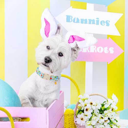 Image of Easter Day Dog Collar, UP URARA PUP Easter Bunny Adjustable Pet Collar with Quick Release, Colorful Rabbits Dog Collars for Small Medium Large Dogs