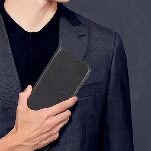 Image of for iPhone 13 Mini Case Wallet with Card Holder,for iPhone 13 Mini Wallet Case for Women Men,Leather Shockproof Magnetic Buckle Stand Flip Phone Case-Black