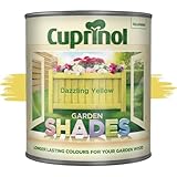 AOC24 Garden Fence Shade Paint - Exterior Wood Paint for Sheds, Fences - Water-Based, Quick Drying 1 Hour - Use on Wood, Terracotta, Stone, Brick - Outdoor Garden (Dazzling yellow, 1 Liter)