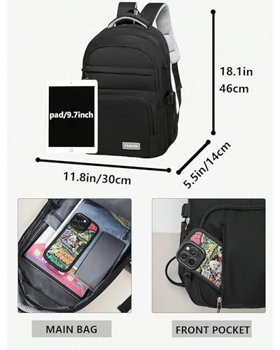 Image of Glowic Unisex Laptop Backpack - Water-Resistant Polyester, Multiple Compartments with 15.6″ Laptop & iPad Sleeve, Lightweight 400 g, Breathable Mesh Back for Office, College & Travel
