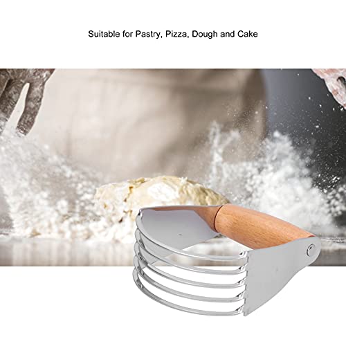 Professional Stainless Steel Dough Blender with Heavy Duty Blades, Perfect for Pastry, Baking, and More, Comfortable Handle (Wood) - Thumbnail 3