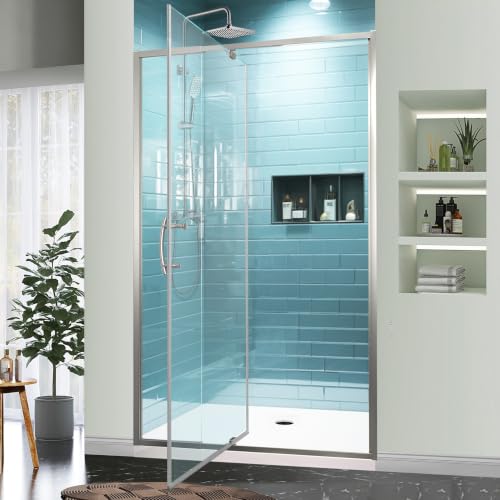 GroGro 38-42' W x 71' H Semi-Frameless Pivot Swing Glass Shower Door,with 1/4'(6mm) Clear SGCC...