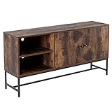 ⭐Praktisches Design: Der Fernsehtisch verfügt über zwei Fächer, die perfekt für Ihren Kabelboxen und DVDs. Gleichzeitig kann der rechte Schrank mit der Türen einige Kleinigkeiten aufnehmen. Alle Kabel können durch die Löcher hinter das Fernsehtisch geführt werden, damit der Tisch ordentlich sein kann.