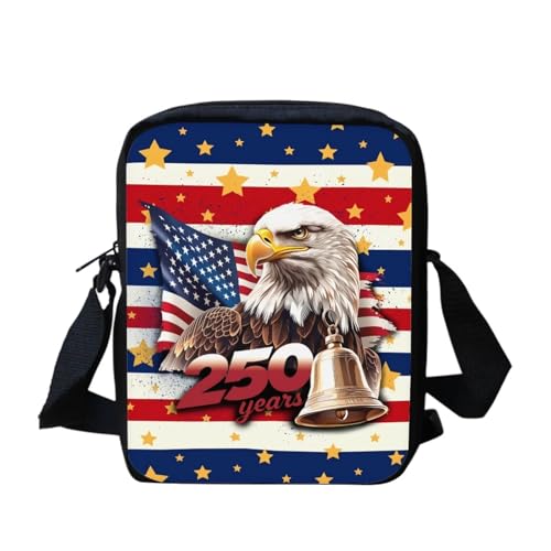 COEQINE Small Crossbody Bags For Women Trendy Clutch Purse Shoulder Bag For Teen Boho Crossbody Eagle Flag Navy Red Printed Small Purses For Women Travel Hobo Handbags For Easy To Access Holiday Party