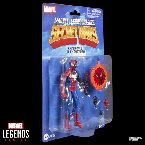 Marvel Legends Series Secret Wars Spider-Man (Alien-Kostüm), Retro Marvel Comics Action-Figur zum Sammeln mit Lentikularschild, 15 cm – Ansicht 7