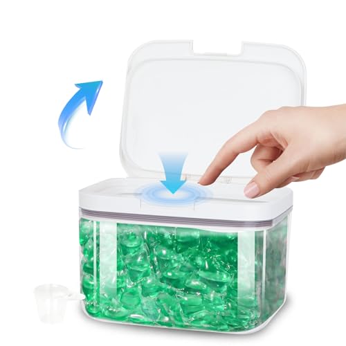 sunal Laundry Pods Storage Container For Room Organization, 2.8L Large Capacity Laundry Powder Container with Airtight Lid for Detergent, Scent Booster Storage