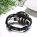 JewelryWe Women Quartz Bracelet Watch Fashion Weave Wrap Around Leather Wrist Watch, Balck