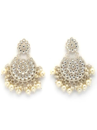 Image of Sukkhi Traditional Gold Tone Plated with Kundan & Pearls Studded Dangle Earring Jewellery for Women & Girls|E107339