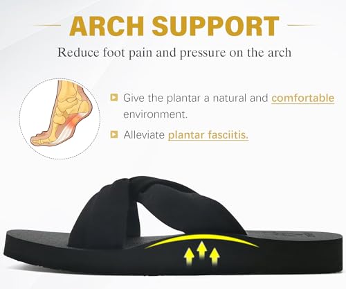 KuaiLu Womens Dressy Sandals with Arch Support Yoga Mat Comfortable Cushion Walking Criss Cross Slides Summer Beach Slip On Indoor Outdoor Slippers3
