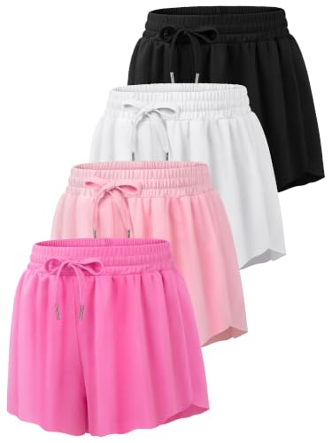 Tuliara 4 Pack Girls Butterfly Shorts for Teen Girl Skorts Flowy Athletic Dance Cheer Shorts 2-in-1 Kids Summer Clothes Set A M